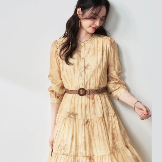 【高货sh】全新升级【铂金会员330/天猫449/差价119】(04719) 洛诗琳25春新中式国风立领水墨印花收腰大裙摆长袖连衣裙 商品图1