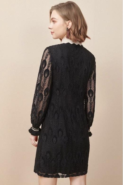 OUNIXUE/欧昵雪 优雅蕾丝拼接气质翻领连衣裙 15329 商品图3