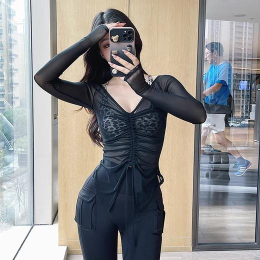 【限时秒】YOGACODE【火树银花系列】树大码瑜伽罩衫收腰显瘦欧美微胖运动罩衫长袖DWA215023 商品图1