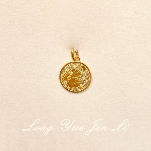 足金玉兔福牌吊坠,4.6克,工费：10元/克 商品图0