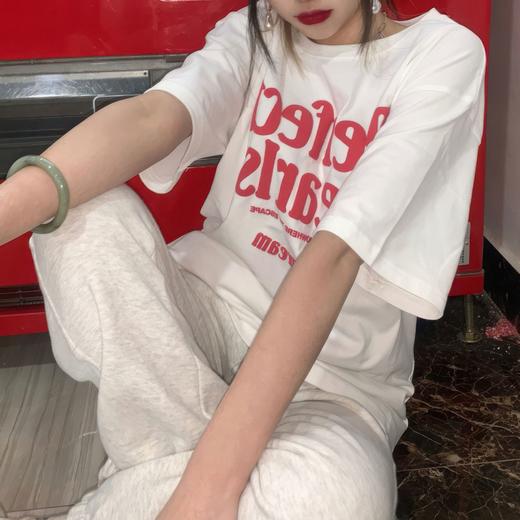 【纯棉短袖t恤】宽松韩版原宿风 新款字母印花 学生全棉体恤ins女装潮  商品图1