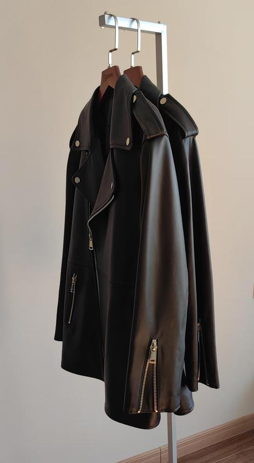 出口内销少量漏一手长羊皮大衣外套 酷飒机车皮衣 商品图12