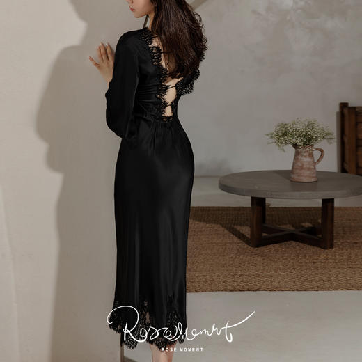 法式长袖气质真丝长裙 S923006 商品图1