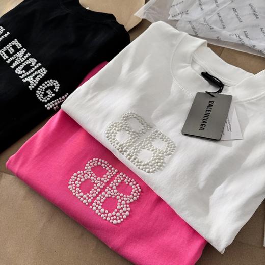 点此购买 巴黎世家春夏季双B烫钻男女情侣款短袖T恤 gz 310157 商品图10