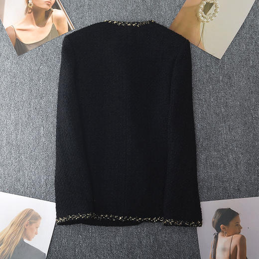 丁摩 新款大码金丝小香风外套女春胖mm中长款圆领显瘦粗花呢上衣200斤5ZF-  24001 商品图3