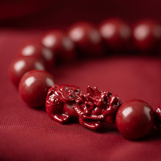 【经典】岸纾 貔貅天然朱砂手串12mm  招财进宝高含量紫金砂珠串手链严选贵州万山源头好矿 商品图2