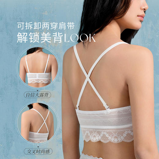 奶糖派风铃吊带无钢圈三角杯舒适承托蕾丝大胸显小女士文胸 商品图3