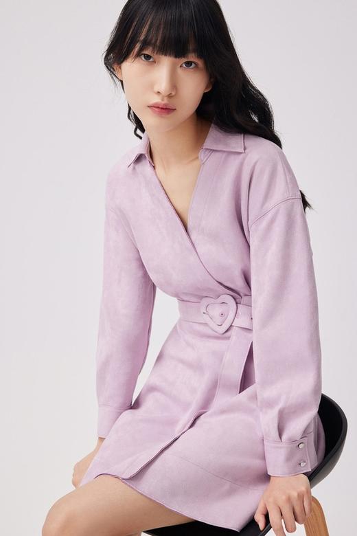 LILY 通勤爱心腰带款V领连衣裙 15661 商品图0