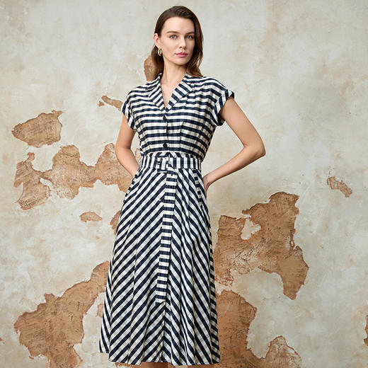 EITIE爱特爱基础款百搭通勤收腰衬衫连衣裙春夏新款8207903 商品图2