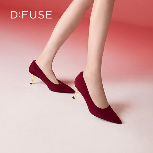 Dfuse迪芙斯2025春季新款经典通勤鞋简约素面金属高跟鞋DFD1111067 商品图14