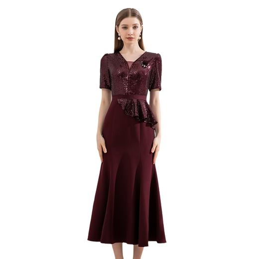 DNO-4GF24099时尚裙子宴会礼服年轻高贵婆婆大码连衣裙 商品图4