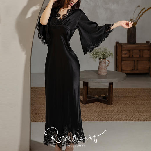 法式长袖气质真丝长裙 S923006 商品图0