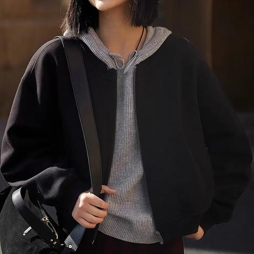 【高货ayts】全新升级【铂金会员257/天猫339/差价82】(12114) 洛诗琳长绒棉双面针织棒球服2025春款高级感短款上衣 商品图1