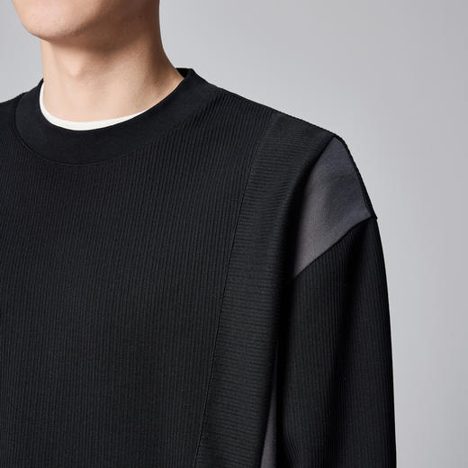 墨麦客350克竖纹肌理男士卫衣2024秋新款拼接撞色宽松卫衣男55591 商品图2