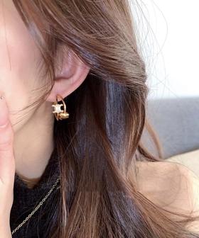 赛家 新款金色满钻凯旋门爱心耳环