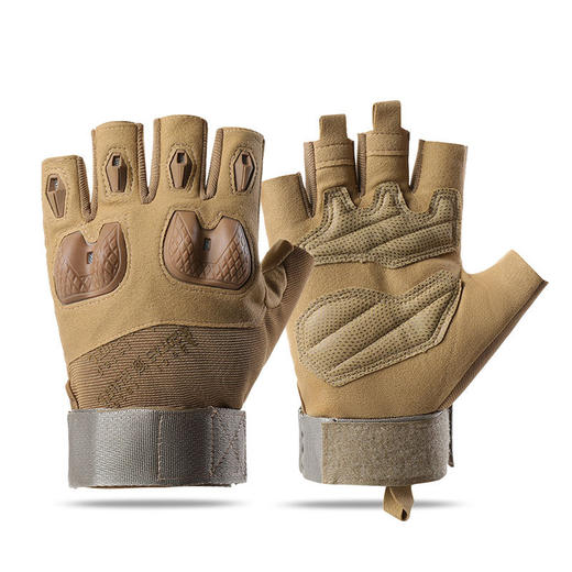 【男硬壳防护训练军迷防割手套】户外骑行摩托车防滑减震战术半指手套 商品图4