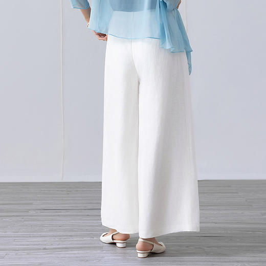 【林栖设计小店】（现货）亚麻阔腿裤复古气质简约百搭宽松显瘦2025春夏新品长裤女1952010 商品图6