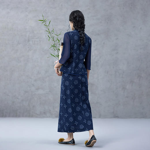 【林栖设计小店】【现货】府绸蓝印花布套装传统新中式2025夏季新品衬衣半身裙女1952079 商品图9