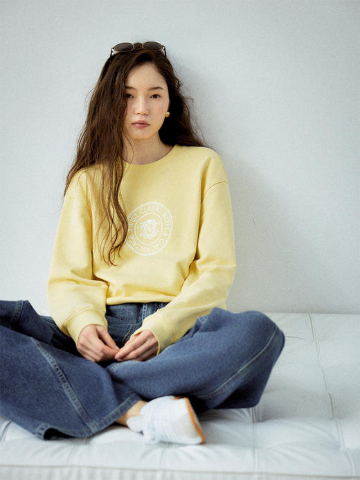 【现货】Even Vintage丨经典复古 奶油黄宽松圆领套头春秋休闲卫衣女无帽 商品图4