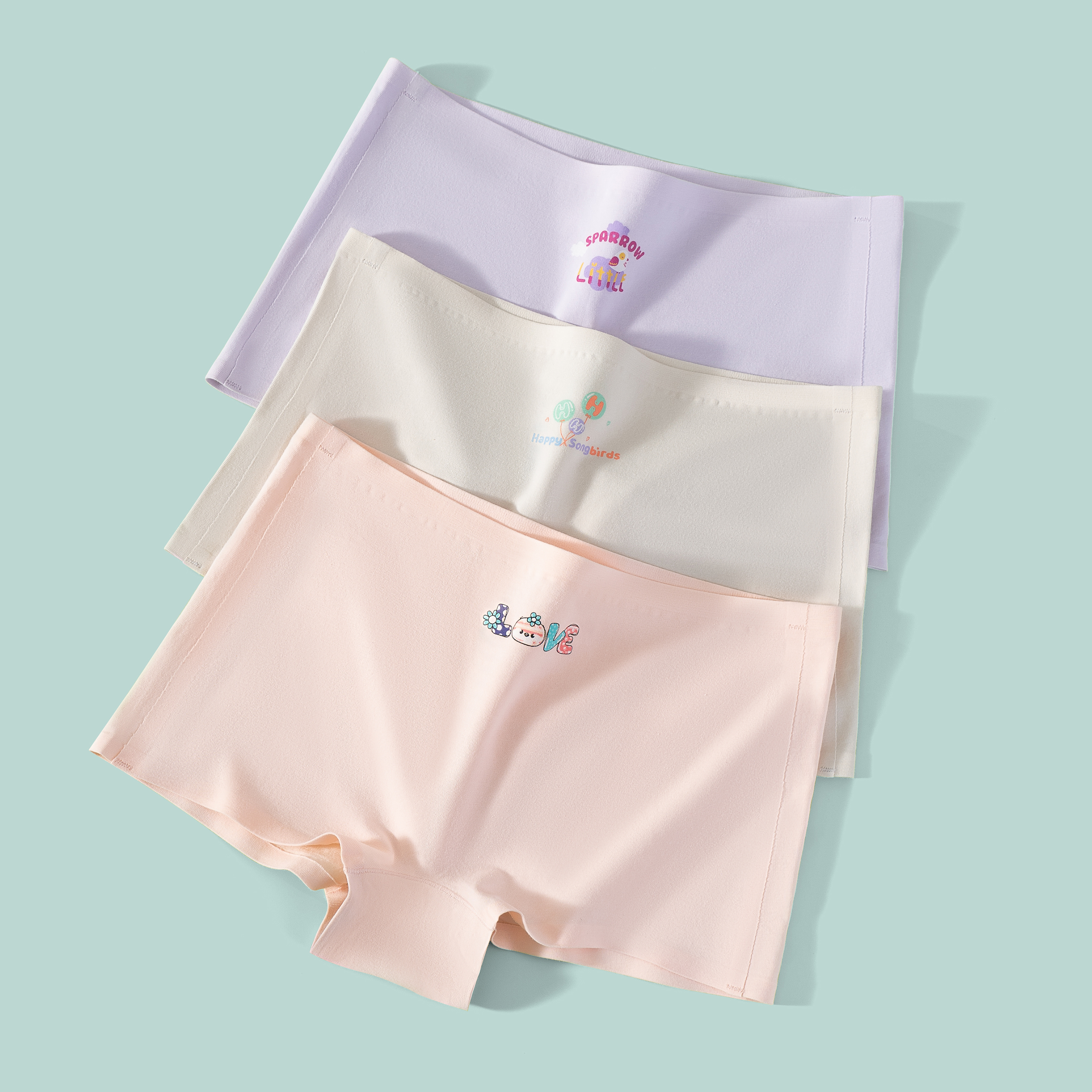 连绵· 女童舒棉无痕平角内裤 3条装（3-9岁）