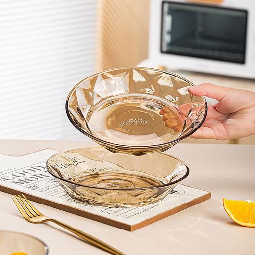 「轻奢风！4只装」硼硅耐热茶色钻石玻璃米饭碗 简约高颜值透明玻璃碗家用沙拉碗餐饮用具 商品图1