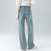 丁摩 浅蓝色复古阔腿牛仔裤女春季新款高腰显瘦窄版直筒拖地裤5ZF-22406 商品缩略图3