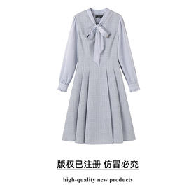 奢姿2025年秋季新款大码女装温柔拼接裙子胖妹妹洋气通勤连衣裙 9951856953