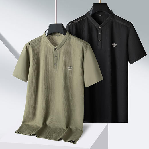 【棉质】【新款DPS】大依优型大码短袖T恤立领POLO衫加肥加大肥佬休闲宽松透气上衣男士半袖夏装潮款 商品图0