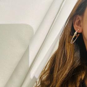 赛家 新款金色凯旋门银色水钻流苏耳钉