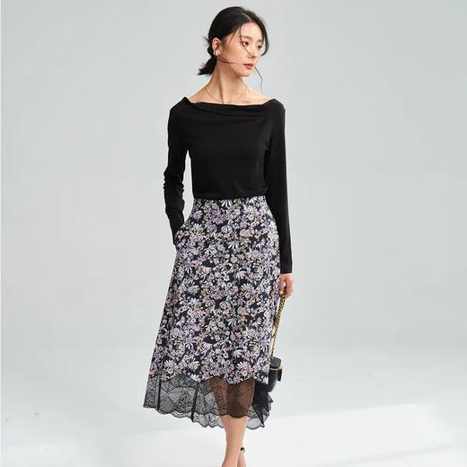【高货sh】全新升级【铂金会员192/天猫259/差价67】(04534) 洛诗琳25春夏法式浪漫织物印花前短后长松紧半身裙 商品图1