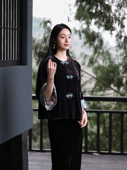 下架|盛唐牡丹&王小潇联名| 平安富贵丝绒褂 商品图8