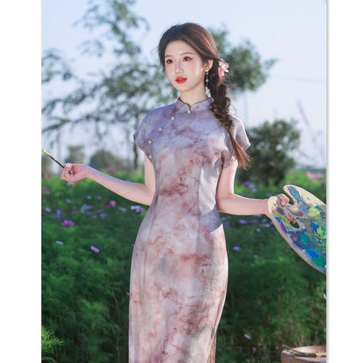 2025春新款复古国风改良新中式日常可穿连袖旗袍SYK21986 商品图0