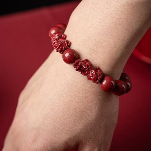 【经典】岸纾 貔貅天然朱砂手串12mm  招财进宝高含量紫金砂珠串手链严选贵州万山源头好矿 商品图6