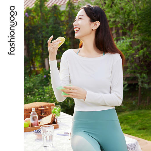 凡圣瑜伽柔软一字领长袖外搭 F15326 商品图2