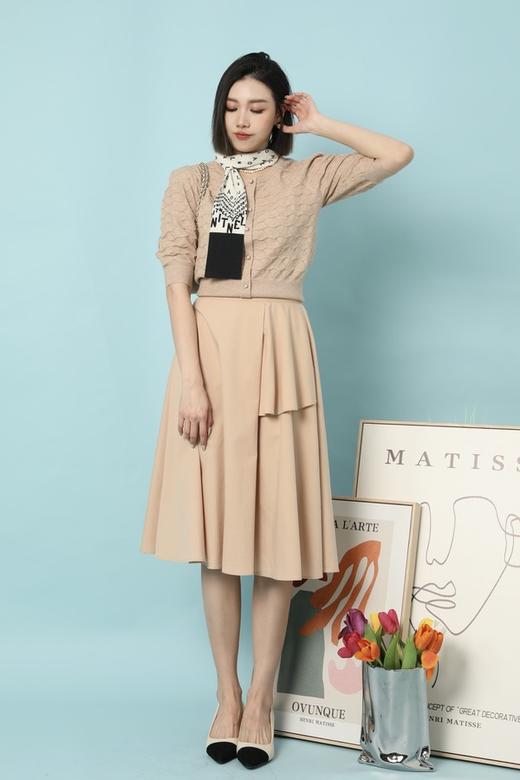 Le Malene 浅卡其圆领肌理感针织上衣 15649 商品图2