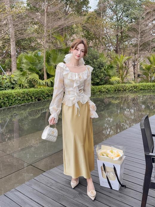 张心子【私有浪漫】春夏防晒气质天丝碎花一字肩上衣 U2502015 商品图10