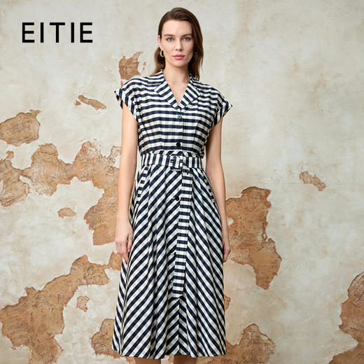 EITIE爱特爱基础款百搭通勤收腰衬衫连衣裙春夏新款8207903 商品图0