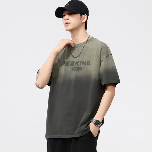 【100%棉】【DQ】大依优型大码男装重磅洗水渐变圆领T恤男宽松潮流纯棉短袖半袖夏季新品上衣 商品图1