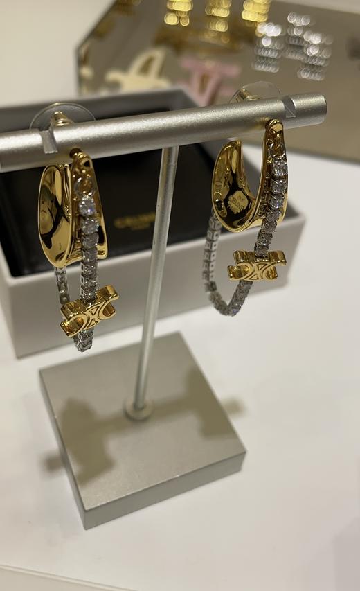 赛家 新款金色凯旋门银色水钻流苏耳钉 商品图1