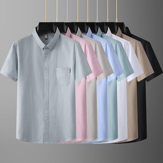 【牛津纺】【100%棉】【DG】大依优型大码短袖衬衫加大码复古打底衫夏季薄款肥佬胖子上衣男士 商品图3