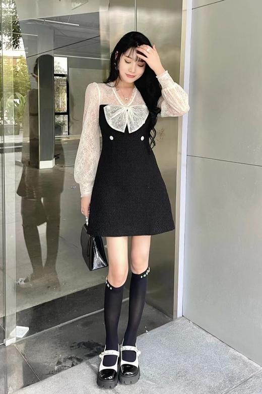 Stay2Weeks 蕾丝拼接蝴蝶结饰连衣裙 15533 商品图2