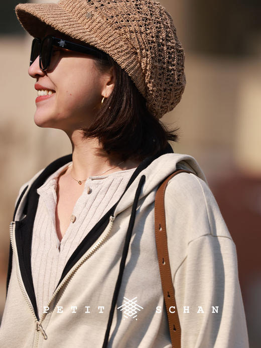 PETIT SCHAN小闪 #080 The confession of spring 美春的告白 棉混纺镂空针织报童帽春夏秋防风显脸小堆堆帽 商品图7