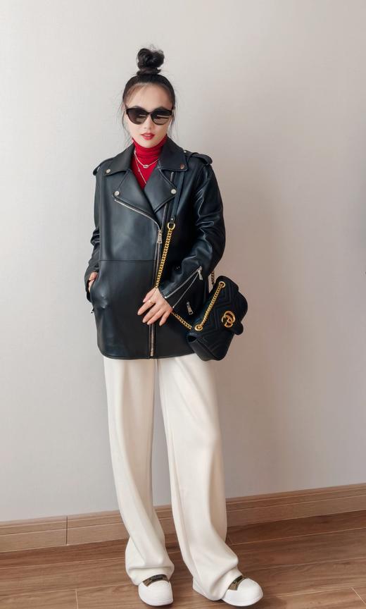 出口内销少量漏一手长羊皮大衣外套 酷飒机车皮衣 商品图9