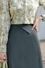 Le Malene 墨绿色高腰A字及膝半裙 15483 商品缩略图4