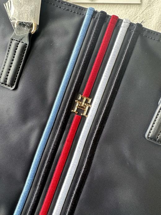 贝壳三 休闲拼色织带尼龙大容量单肩包简约金属手提托特包C022401 商品图7