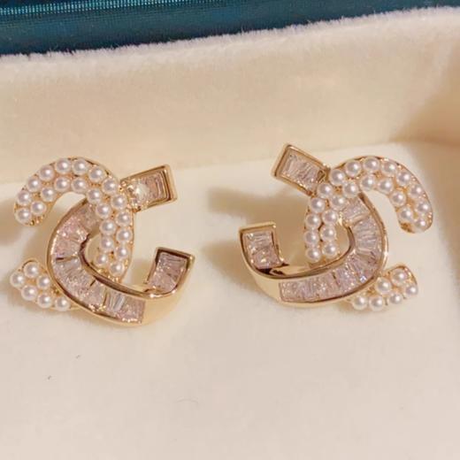 雀说 双C耳环小香风耳钉20925银针高级感轻奢气质名媛耳饰女5ZF-0807 商品图3