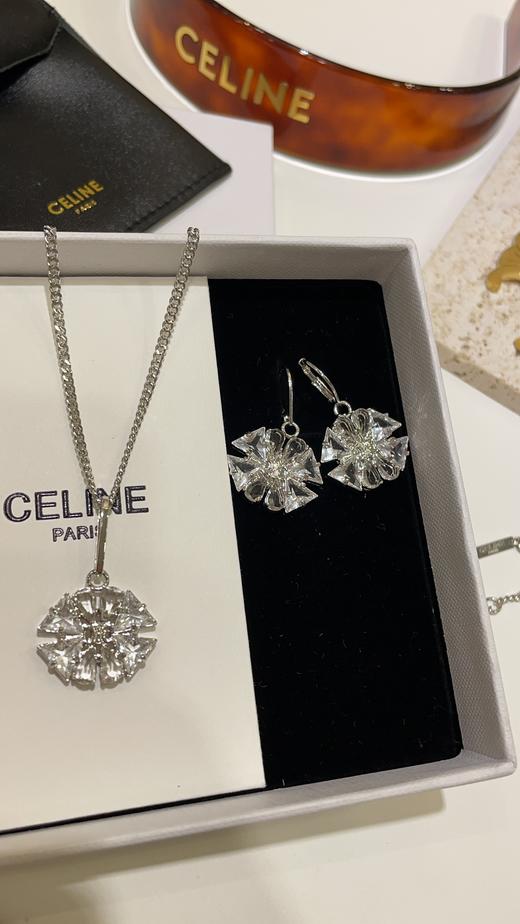 赛家 新款凯旋门徽标银色水晶花朵项链 商品图1