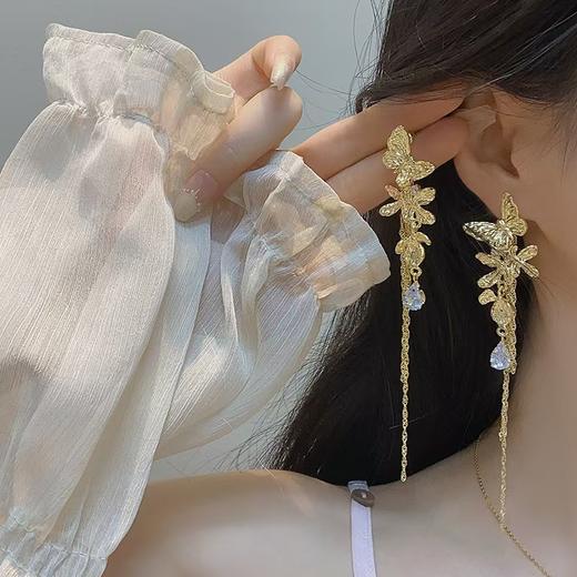 轻奢高级设计感时尚气质个性仙女甜酷耳钉浪漫蝴蝶镶钻流苏耳环女 商品图1