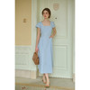 （小眠专属）SimpleRetro夏日海盐蓝 法式通勤小方领连衣裙女极简短袖a字长裙 商品缩略图2