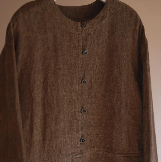 黄阿福｜色织重磅亚麻咖色连衣裙 商品图1